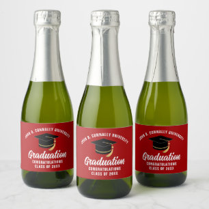 Red Congratulations Graduation Party Custom Sparkling Wine Label