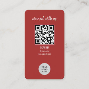 Red Connect With Us QR Code Business Card