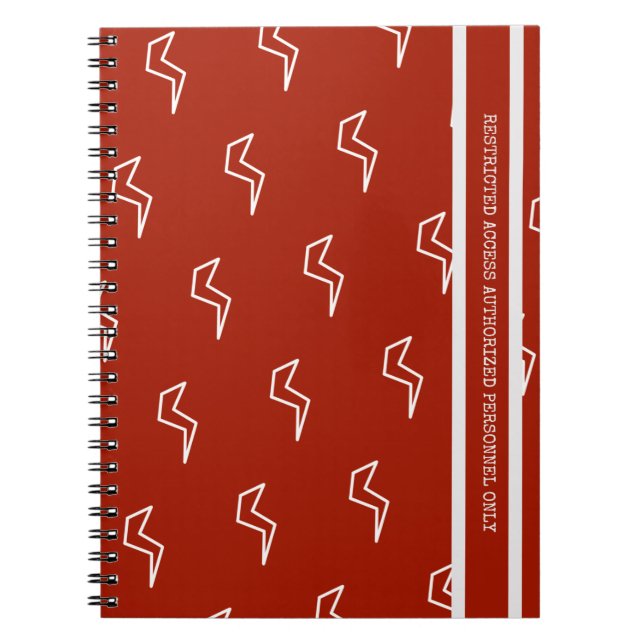 Red Construction Restricted Access Lightning Bolt Notebook (Front)