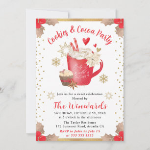 Red Cookies and Cocoa Party Winter Invitation