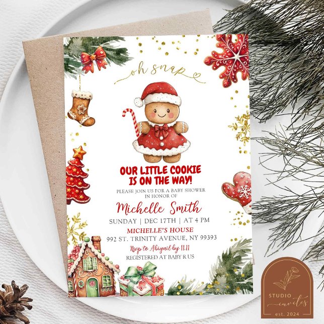 Red Cookies Gingerbread Girl Baby Shower Invitation (Creator Uploaded)