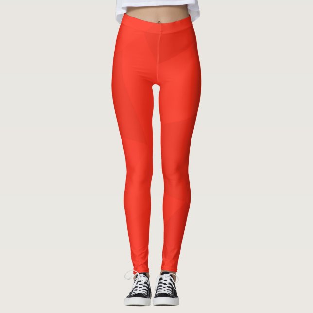 Red, cool, trendy, modern, simple geometric art leggings (Front)
