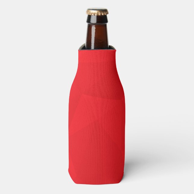 Red, cool, unique, trendy, urban geometric design bottle cooler (Bottle Front)