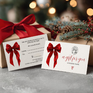 Red Coquette Bow Christmas logo gift certificate