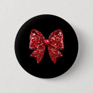 Red Coquette Bow Disco Ball Christmas Holiday Wome 6 Cm Round Badge