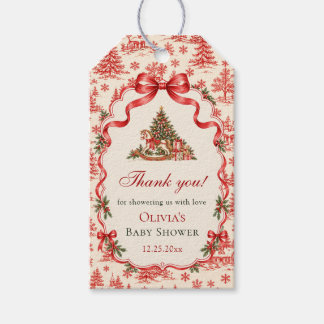 Red Coquette Bow Script Christmas Tree Party Gift Tags