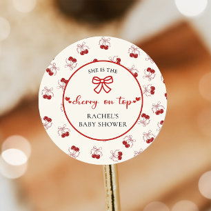 Red Coquette Cherry Baby Shower Sticker