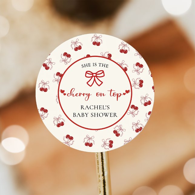 Red Coquette Cherry Baby Shower Sticker (Creator Uploaded)
