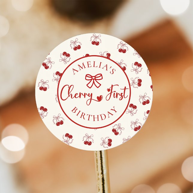 Red Coquette Cherry First Birthday Sticker (Creator Uploaded)