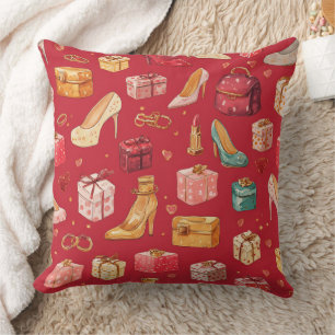 Red Coquette Christmas Glam Pattern Cushion