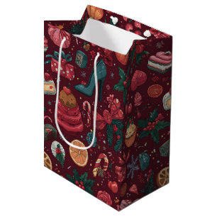Red Coquette Christmas Glam Pattern Medium Gift Bag