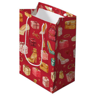 Red Coquette Christmas Glam Pattern Medium Gift Bag