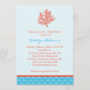 Red Coral Bridal Shower Invitation