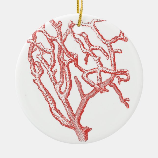 Red Coral Ceramic Tree Decoration (Front)