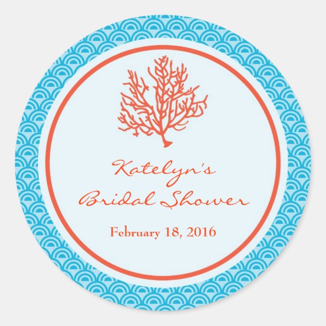 Red Coral Favour Sticker (Front)