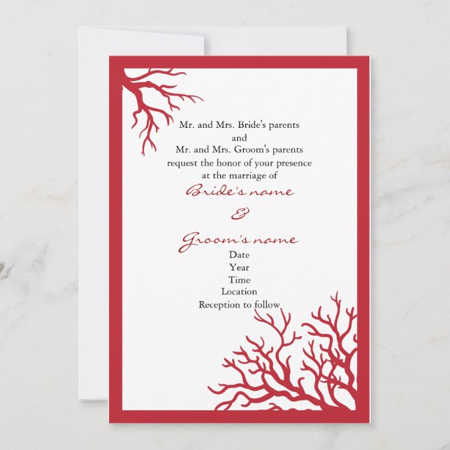 Red Coral Formal Invitation (Front)