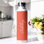 Red Coral Handwritten Text Elegant Water Bottle<br><div class="desc">Red Coral Elegant Water Bottle with option to add name with beautiful calligraphy text.  More products with this design are in the collection below.</div>