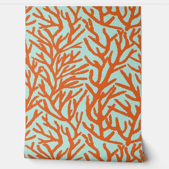 Red Coral In Blue Caribbean Sea Wallpaper (Unrolling)