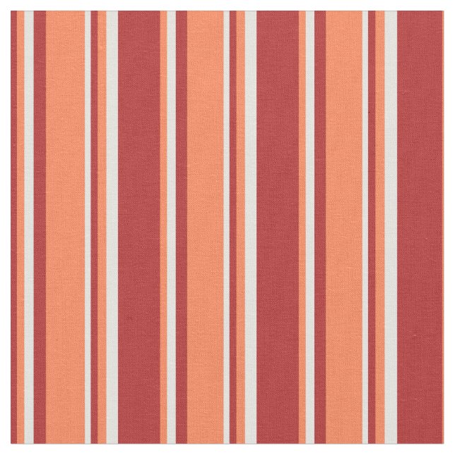 Red, Coral & Light Cyan Coloured Striped Pattern Fabric (Close Up)