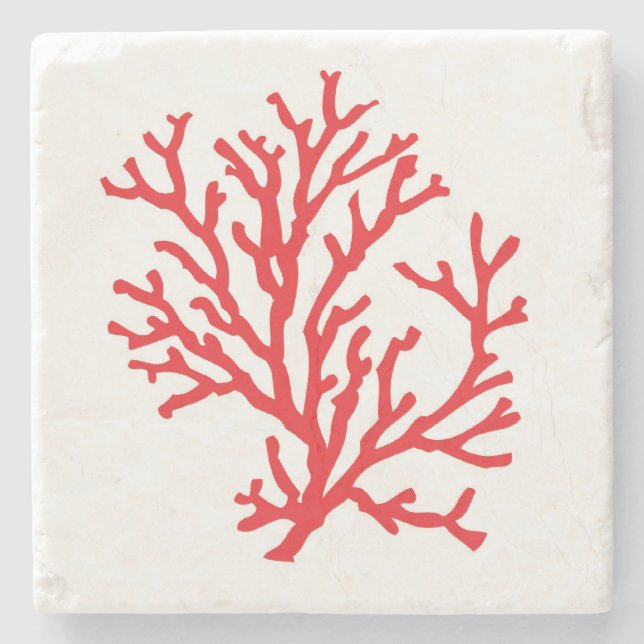 Red Coral Marble Stone Coaster (Front)
