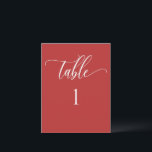 Red Coral Modern Minimalist Table Number<br><div class="desc">Modern and elegant minimalist style red, coral number with modern hand written calligraphy details. Clear area on the bottom allowing you to use all kinds of table number holders without obstructing the number. Modern medium size card for a sleek, simple look. Available in a variety of colours. Have all tables...</div>
