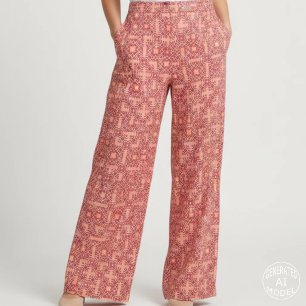 Red Coral Moroccan Geometric Arabesque Pattern Fabric