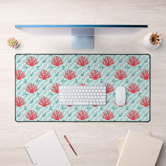 Red Coral Pattern 1 Desk Mat (Office 1)