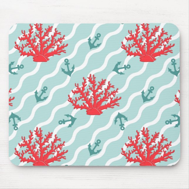 Red Coral Pattern 1 Mouse Mat (Front)