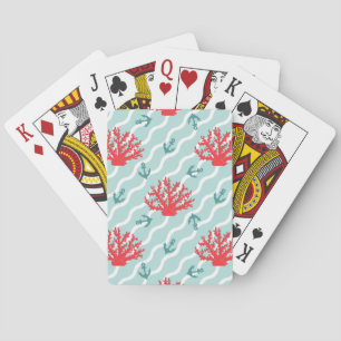 Red Coral Pattern 1 Playing Cards