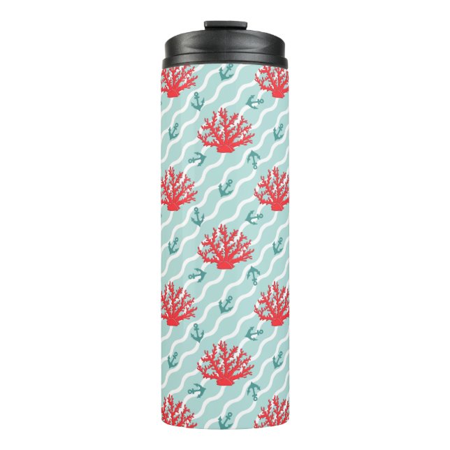 Red Coral Pattern 1 Thermal Tumbler (Front)