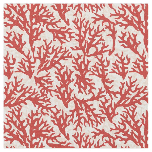 Red Coral Pattern 2 Fabric (Close Up)