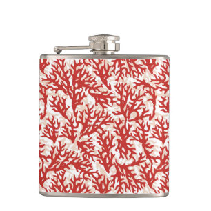 Red Coral Pattern 2 Hip Flask