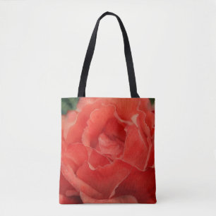 Red Coral Rose Flower Floral Petals Art Tote Bag