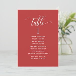 Red Coral, Seating Plan Cards with Guest Names
