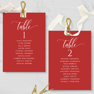 Red Coral, Seating Plan Cards with Guest Names