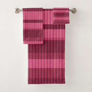 Red coral shades striped vertical pattern Bath Towel Set