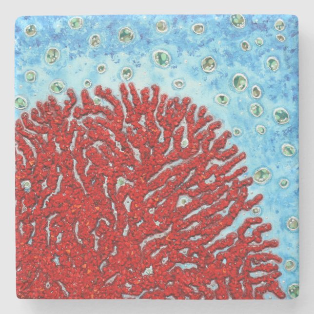 Red Coral Stone Coaster (Front)
