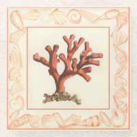Red Coral with Conch Shell Border