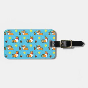 Red Corgi Beach Party Luggage Tag