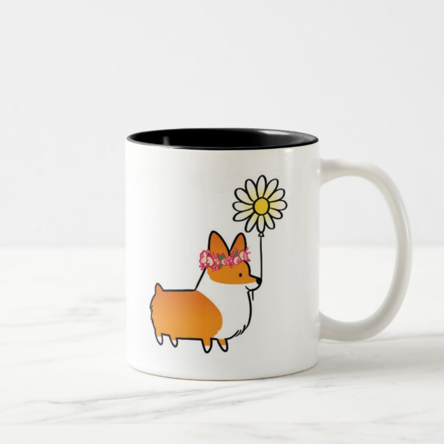 Red Corgi Flower Power Mug | CorgiThings (Right)