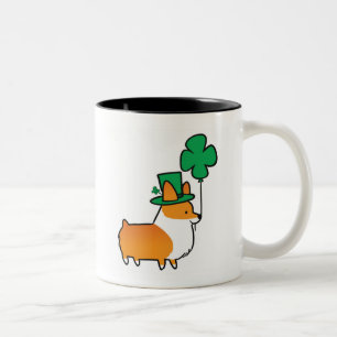 Red Corgi Lucky Shamrock Mug   CorgiThings