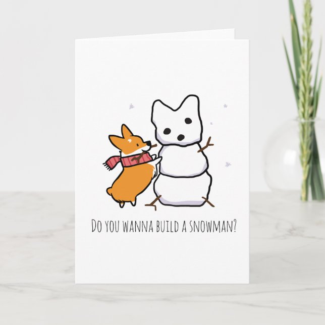 Red Corgi Snowman | CorgiThings Holiday Card (Front)