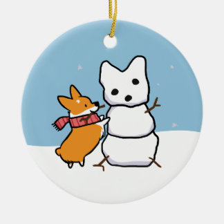 Red Corgi Snowman Ornament | CorgiThings