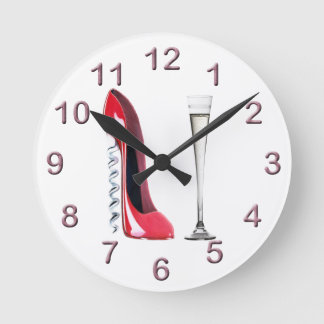 Red Corkscrew Stiletto and Champagne Flute Clock