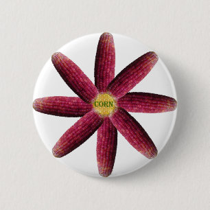 Red Corn Pattern 6 Cm Round Badge