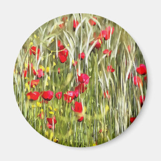 Red Corn Poppies Realistic Art Magnet
