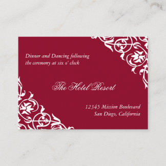 Red corner scroll wedding reception enclosure card