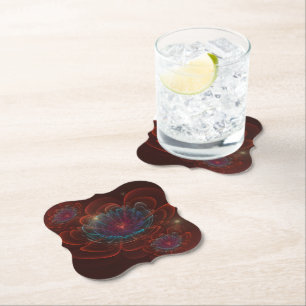 Red Corolla Flower Paper Coaster