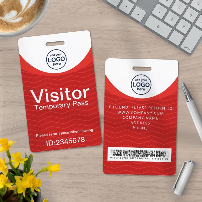 Red Corporate Visitor Pass ID Barcode Badge ID Badge (Creator Uploaded)