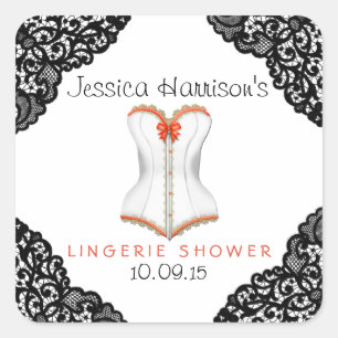 Red Corset & Black Lace Lingerie Shower Stickers